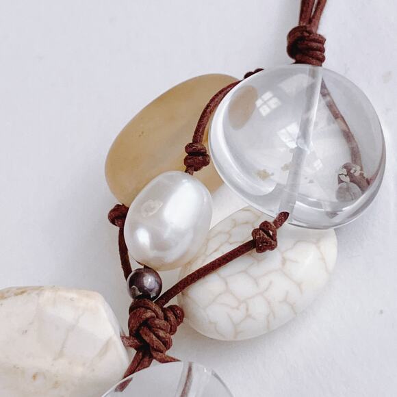 Silpada Sterling Cluster Necklace Quartz Magnesite Calcite Pearl Cord N2201 - Picture 4 of 13